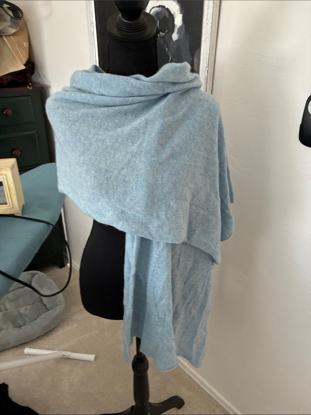 Soft Light Blue Wrap Scarf - Lightweight Shawl
